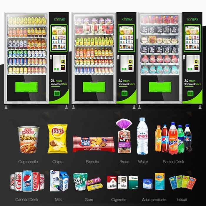 Gesunde Nahrungsmittelautomatischer Kombinations-Imbiss und Getränk-Automat mit Touch Screen